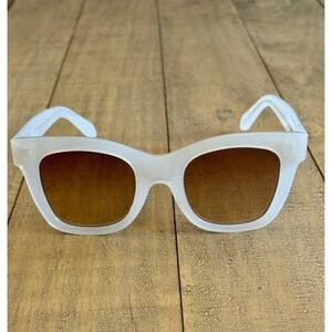 Quay Australia After Hours Sunglasses Frosted White Brown Lens Square Frame